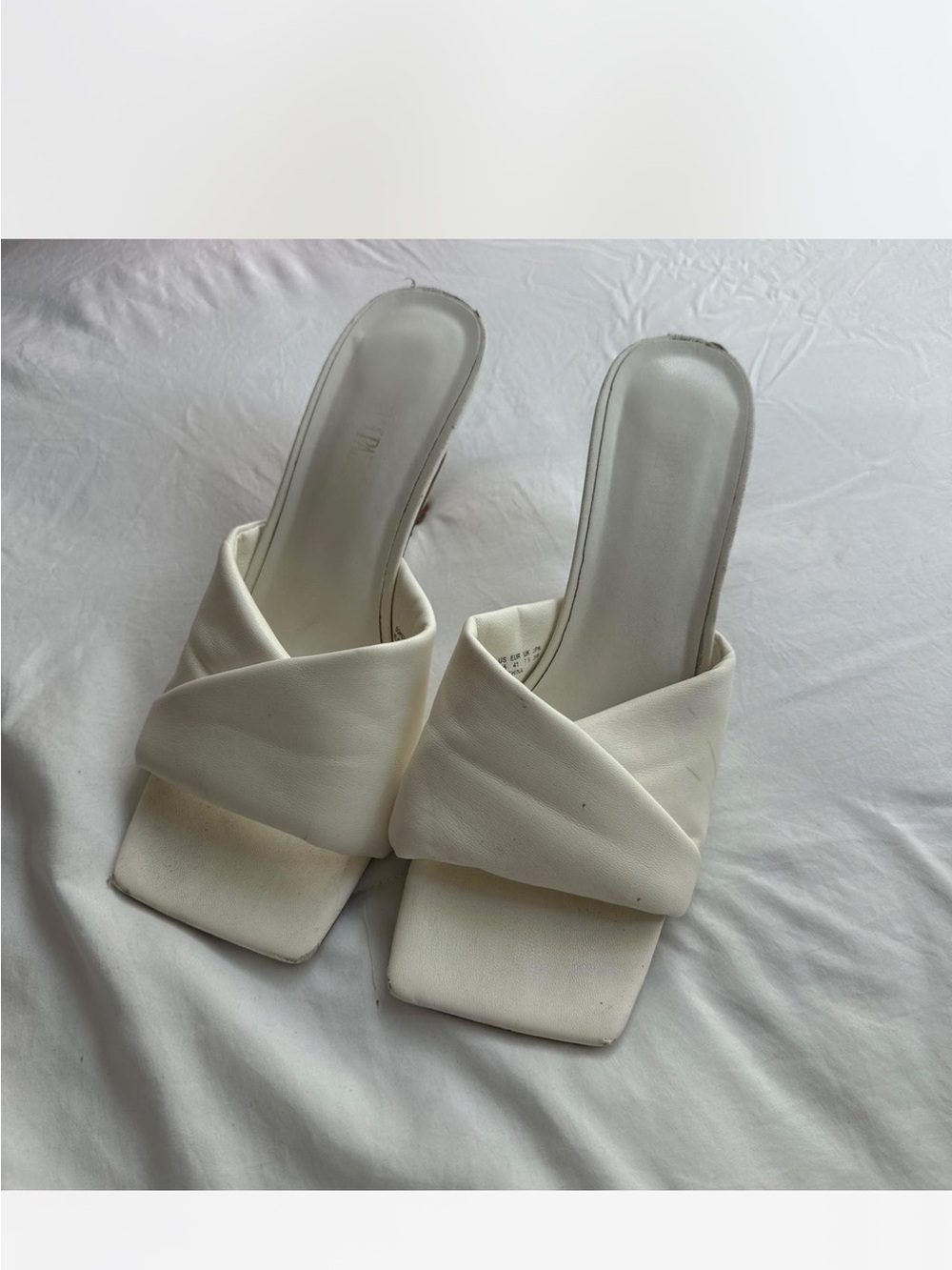 Cream Cross-Band Square-Toe Mules